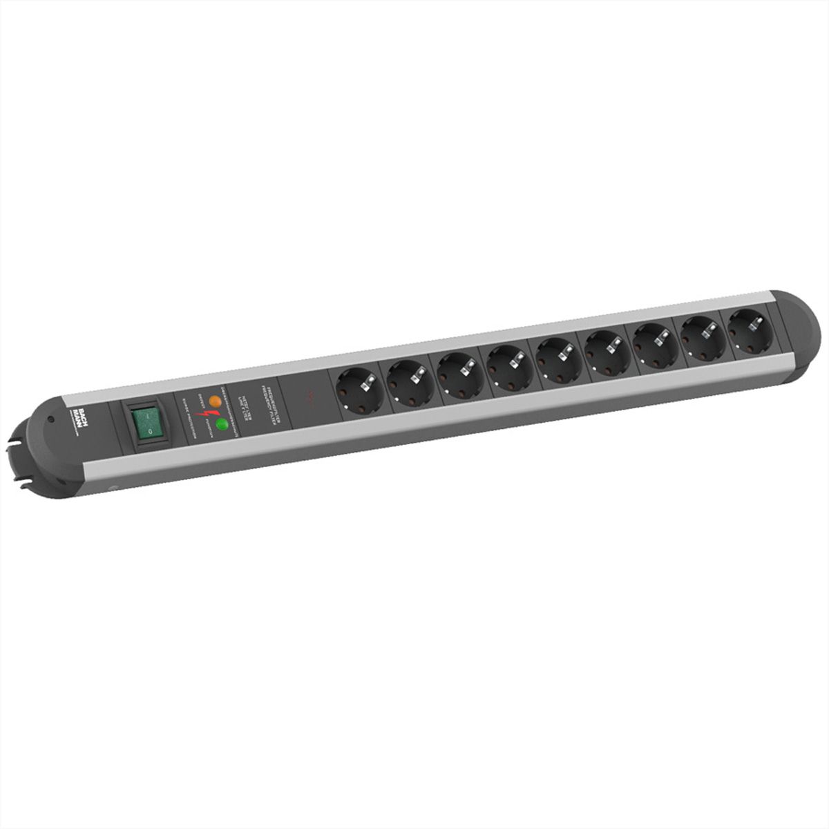 BACHMANN Multiprise Primo 9x protection totale appareil et interrupteur, Chargeur USB 60W 1xABD 0,2m GST18 INOX, 1,75 m