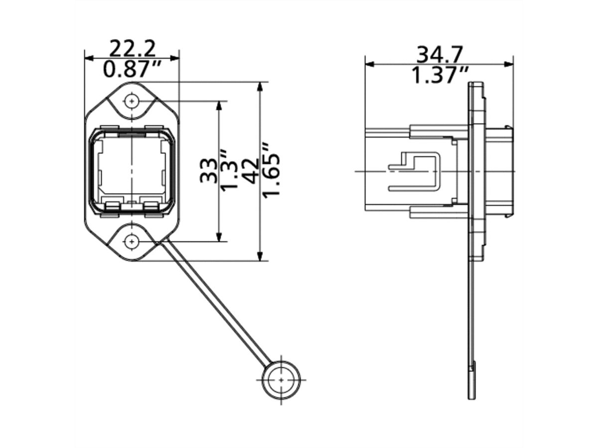METZ CONNECT Industry IP67 V14 Einbaubuchse, Normbefestigung