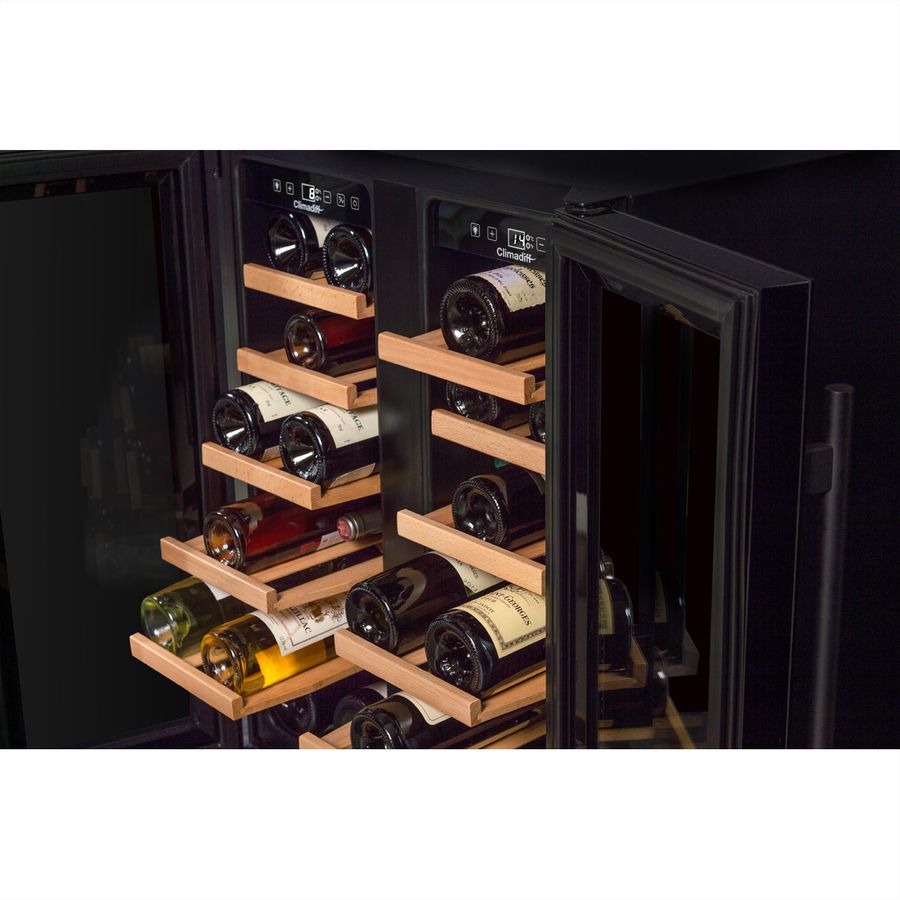Climadiff Armoire à vin CBU40D1B, encastrable, 2 zones, 40 bouteilles