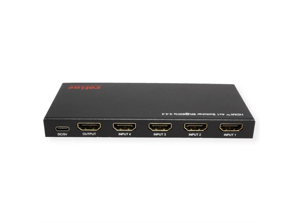 ROLINE Commutateur HDMI, 8K, 4 ports, avec télécommande IR