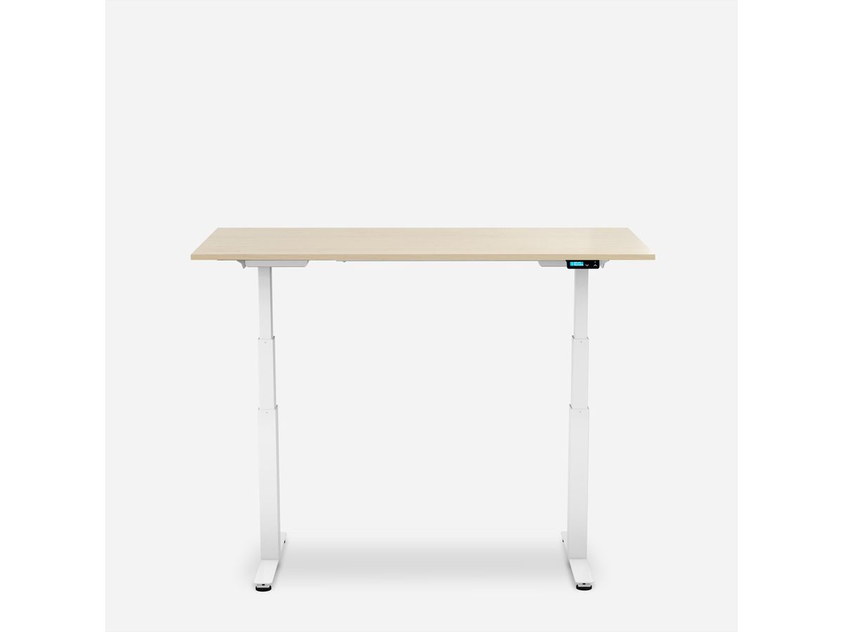 WRK21 Schreibtisch Work 140 x 80 cm, Höhenverstellbar, Mandal Ahorn / Weiss