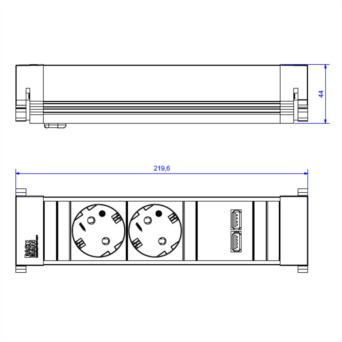 BACHMANN POWER FRAME Small 2x Schutzkontakt 1x USBCharger