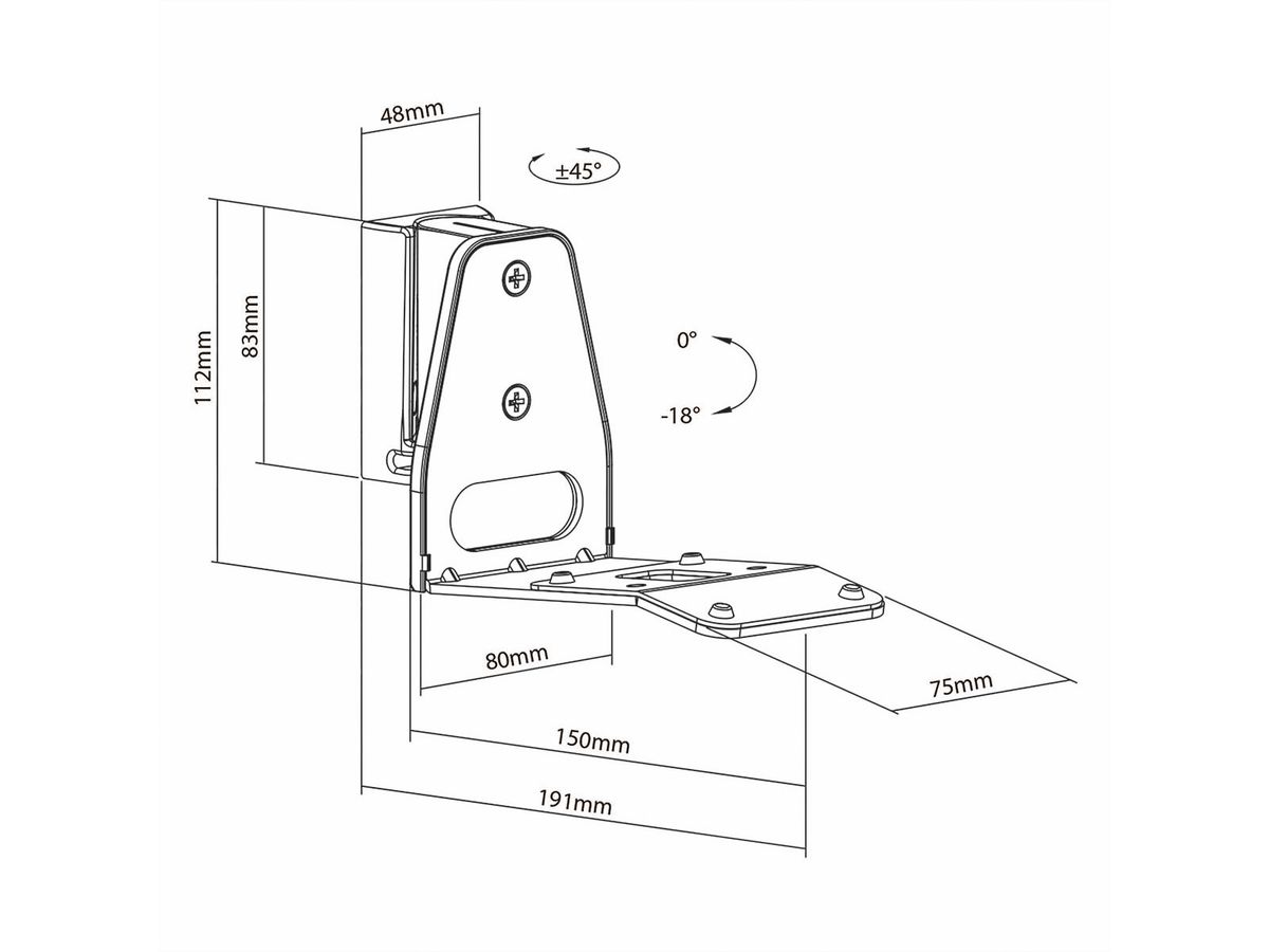 Nedis Lautsprecher-Wandhalterung für Sonos Era300 weiss, Wand, 5 kg, neig- und drehbar