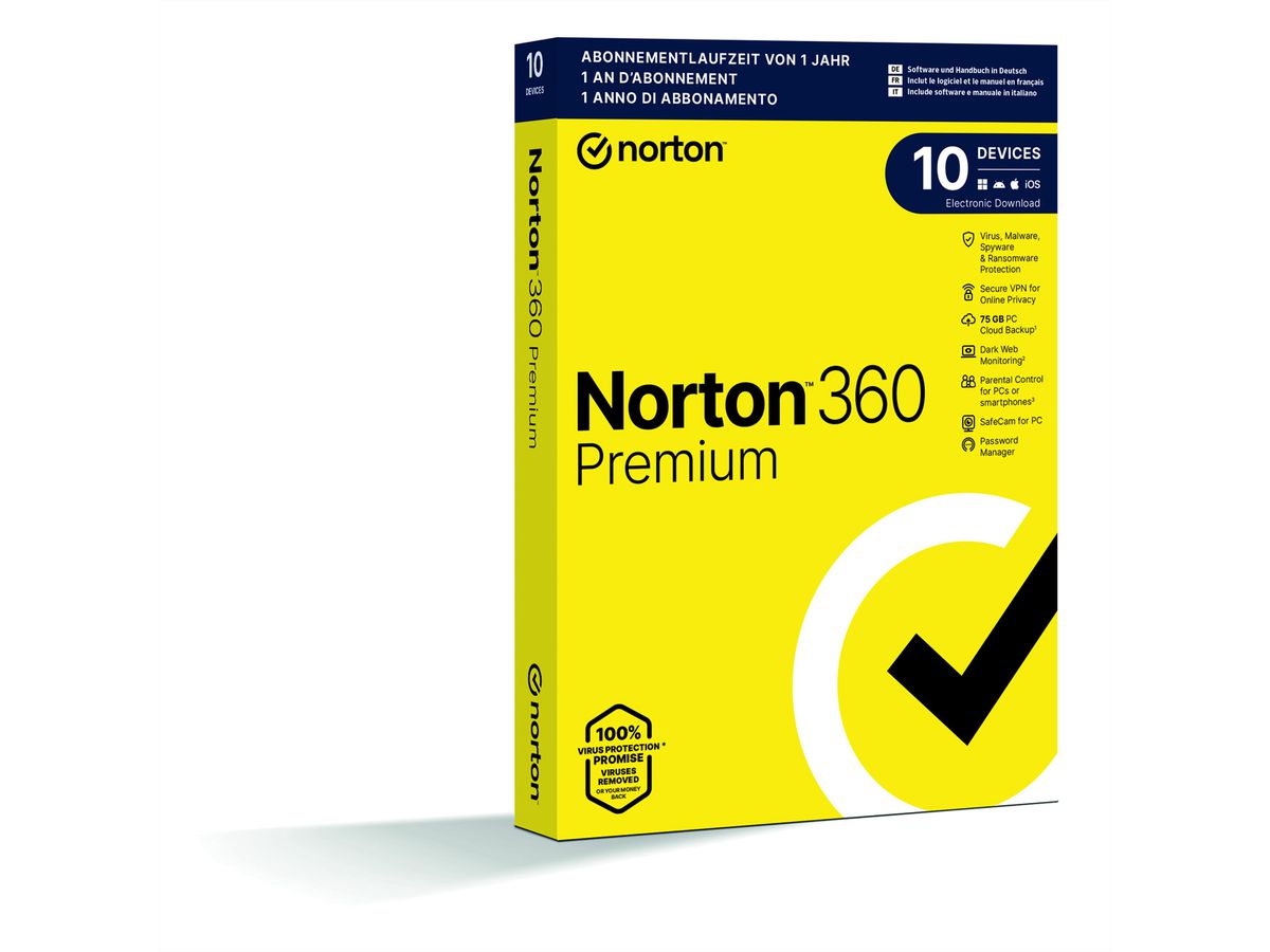 Norton Security 360 Premium 1 User, 75GB, 10 PC