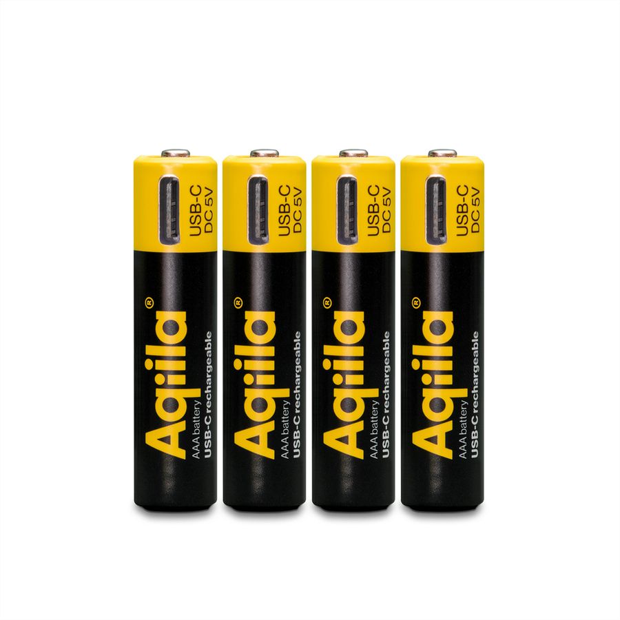 Aqiila USB-C Batterie AAA 4x, 600 mAh, 1,5 V