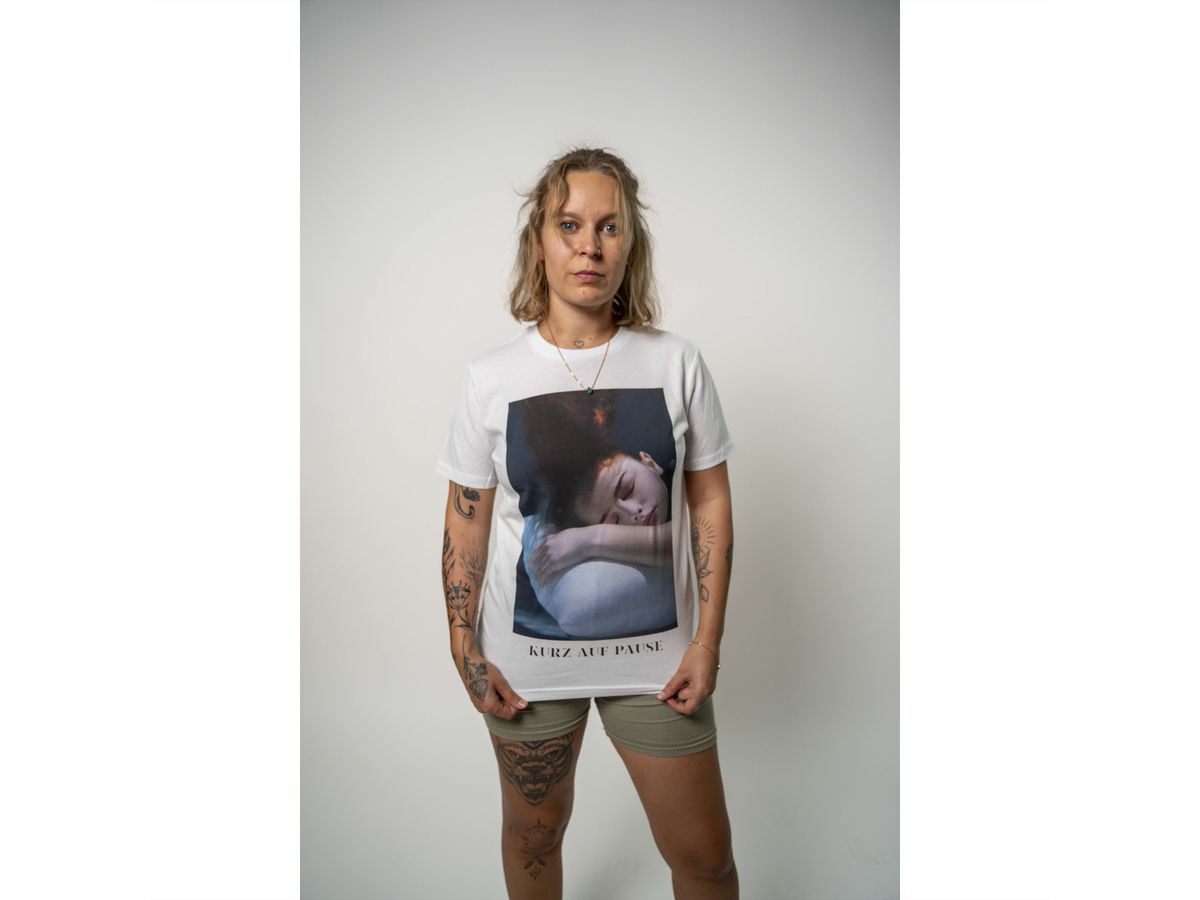 Kurz auf Stop Shirt weiss (Unisex), M