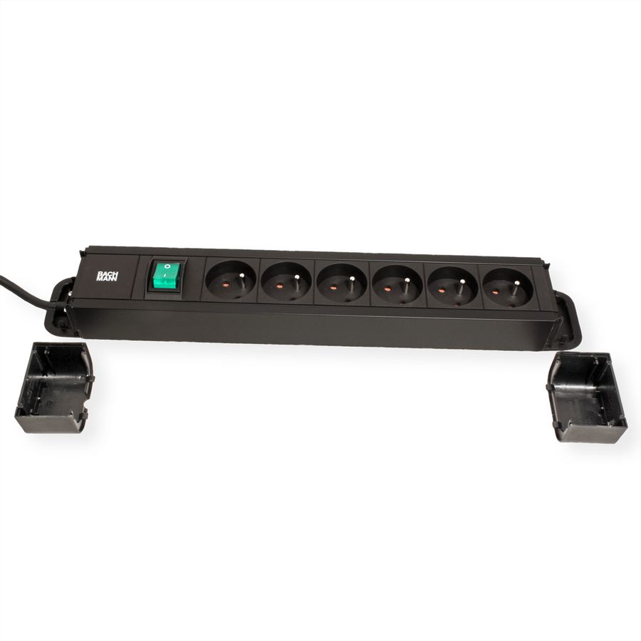 BACHMANN PRIMO 2 6xUTE 1xSchalter 2,0m CEE7/7, schwarz, 2 m
