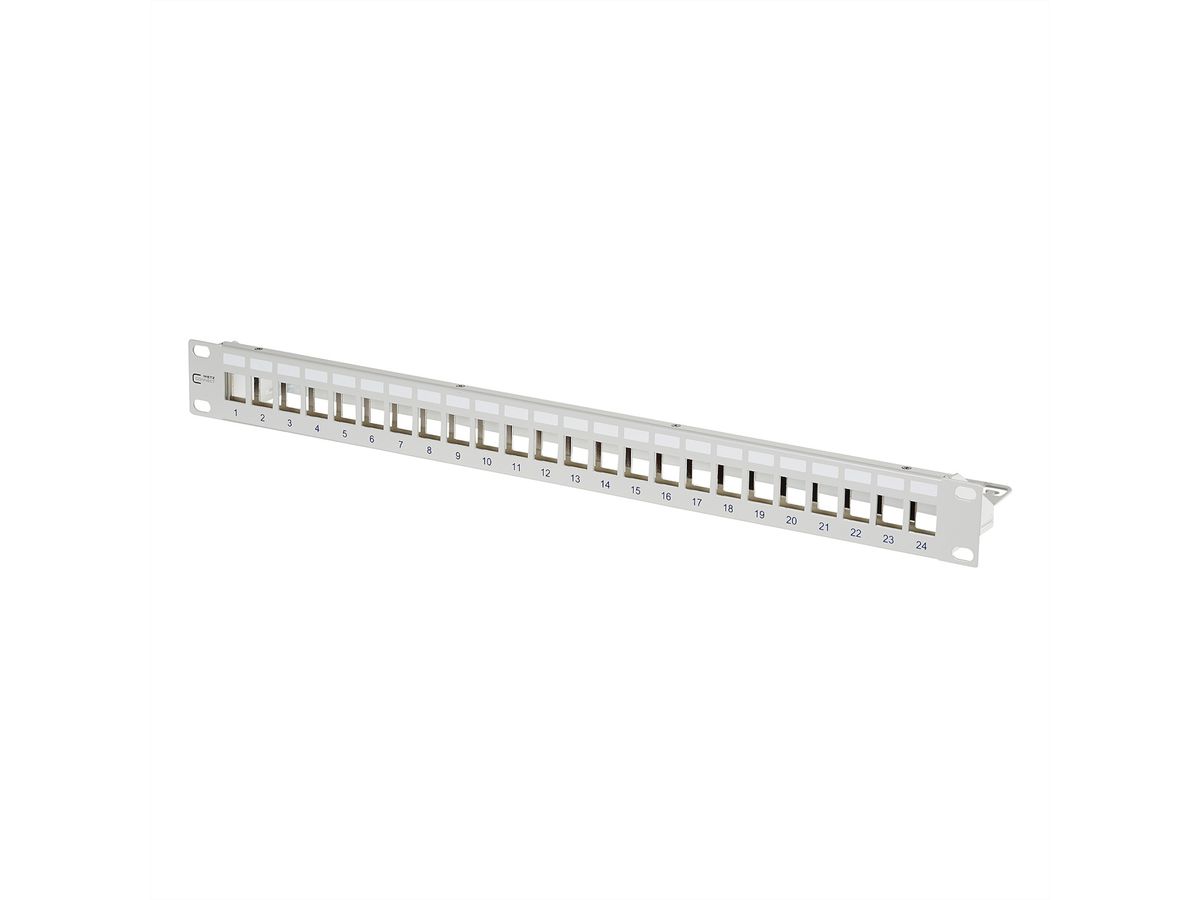 METZ CONNECT Support de module Keystone 19 pouces 1U , 24 ports gris non équipés, blindés