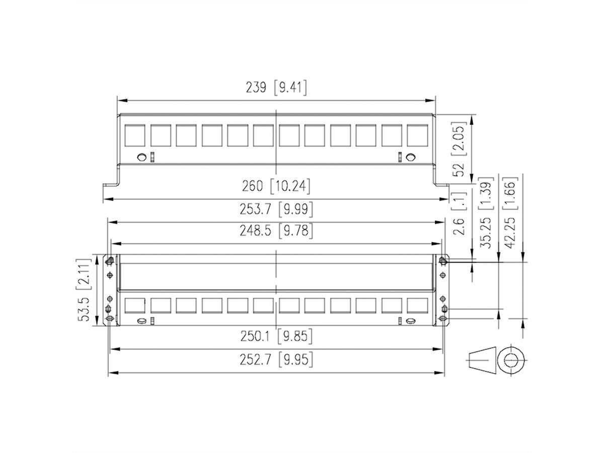 METZ CONNECT SmartConnect Patch Panel 12 ports Keystone, non équipé