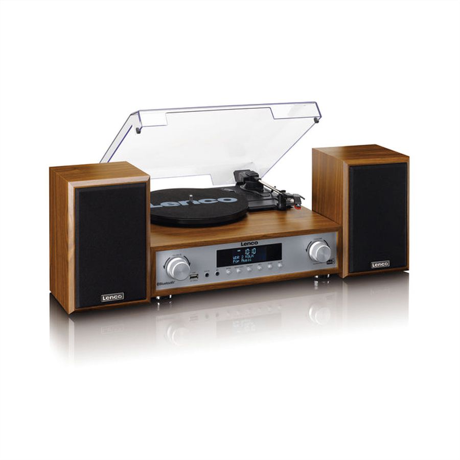 Lenco Chaîne Hi-Fi MC-160WD couleur bois, TT, DAB, radio FM, BT
