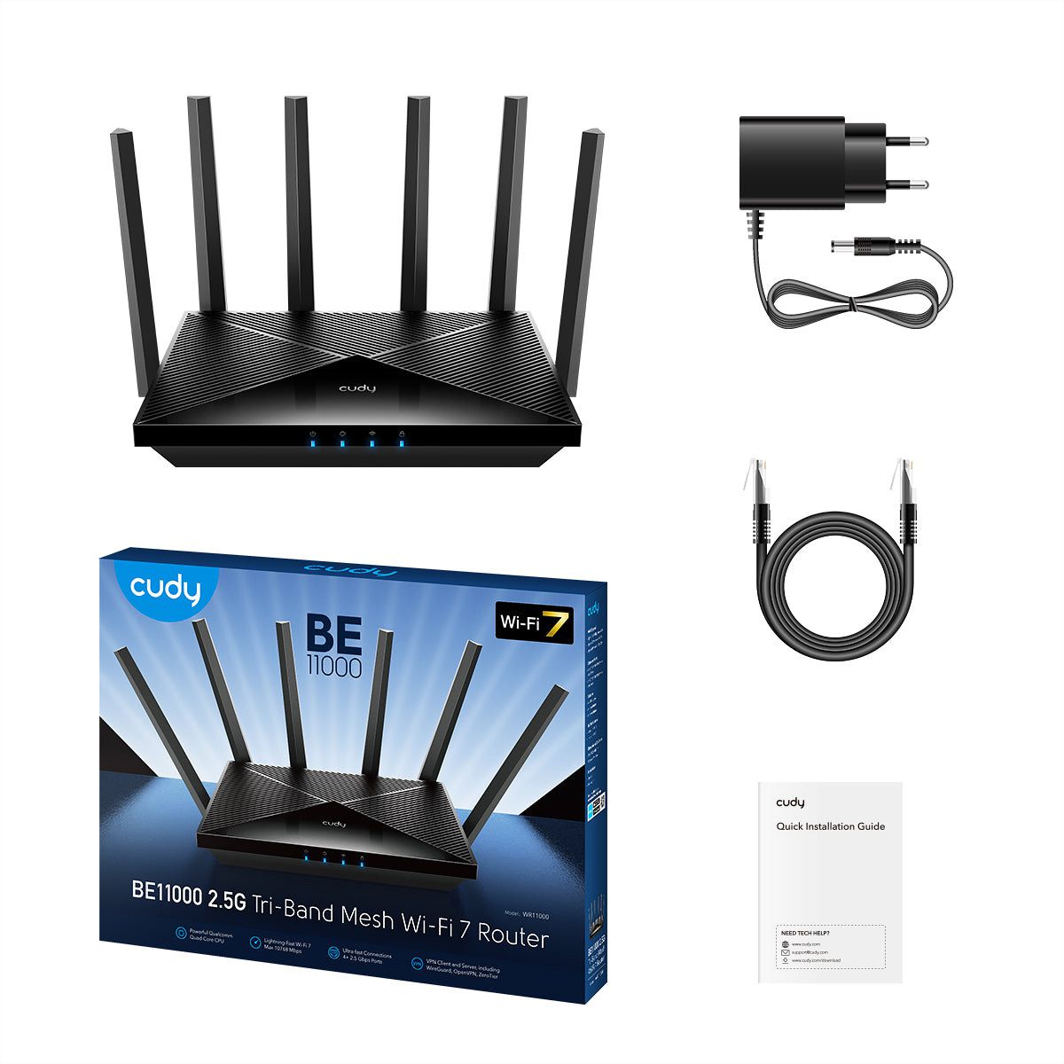 CUDY WR11000 BE11000 Routeur mesh Wi-Fi 7 tri-bande 2,5G