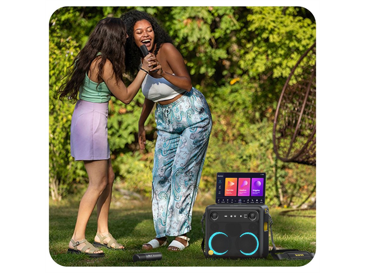 Ikarao Karaokebox Break X2 10" Screen, 2 Mikrofone, 600W max, BT/AUX/USB/SD