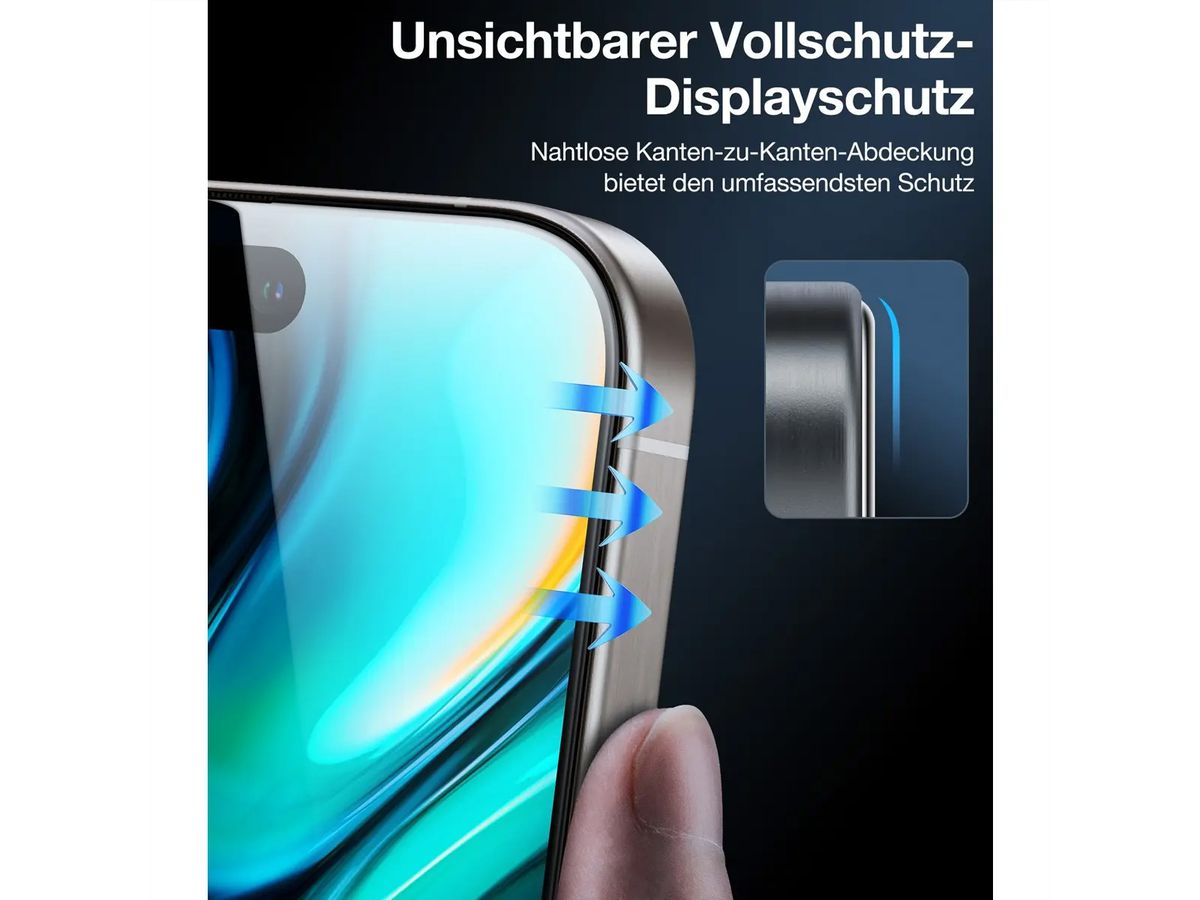 Torras Install Master Displayschutz, Privacy, iPhone 16 Pro, transparent