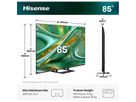 Hisense TV 85E8S 85", Mini-LED 4K, 144Hz, 600 Nits