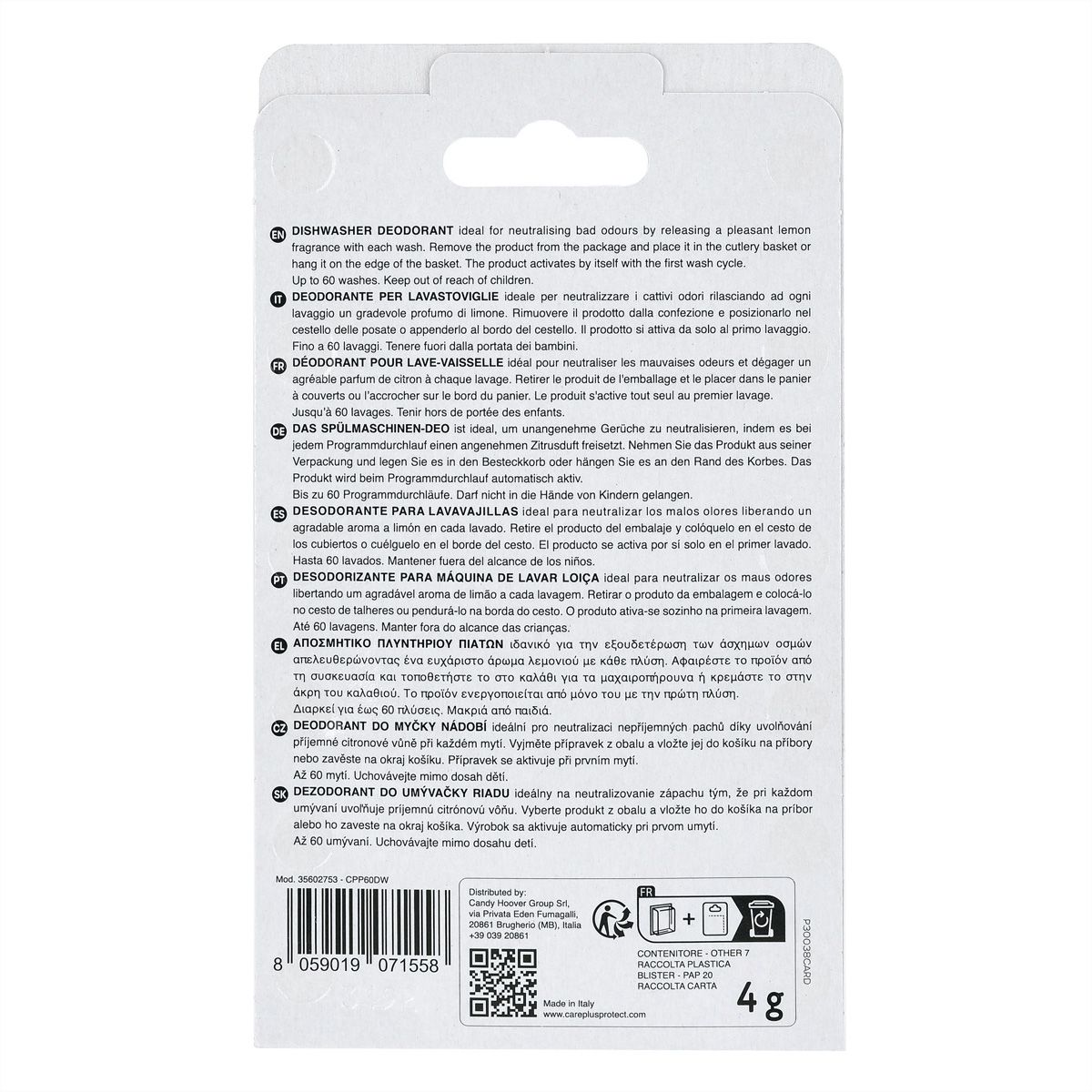 Care+ Protect Fresh Essence, Parfum pour lave-vaisselle