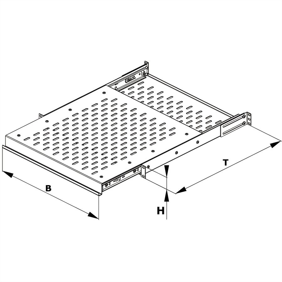 CONTEG 19"-Fachboden ausziehbar, 435 x 505 mm, 80kg