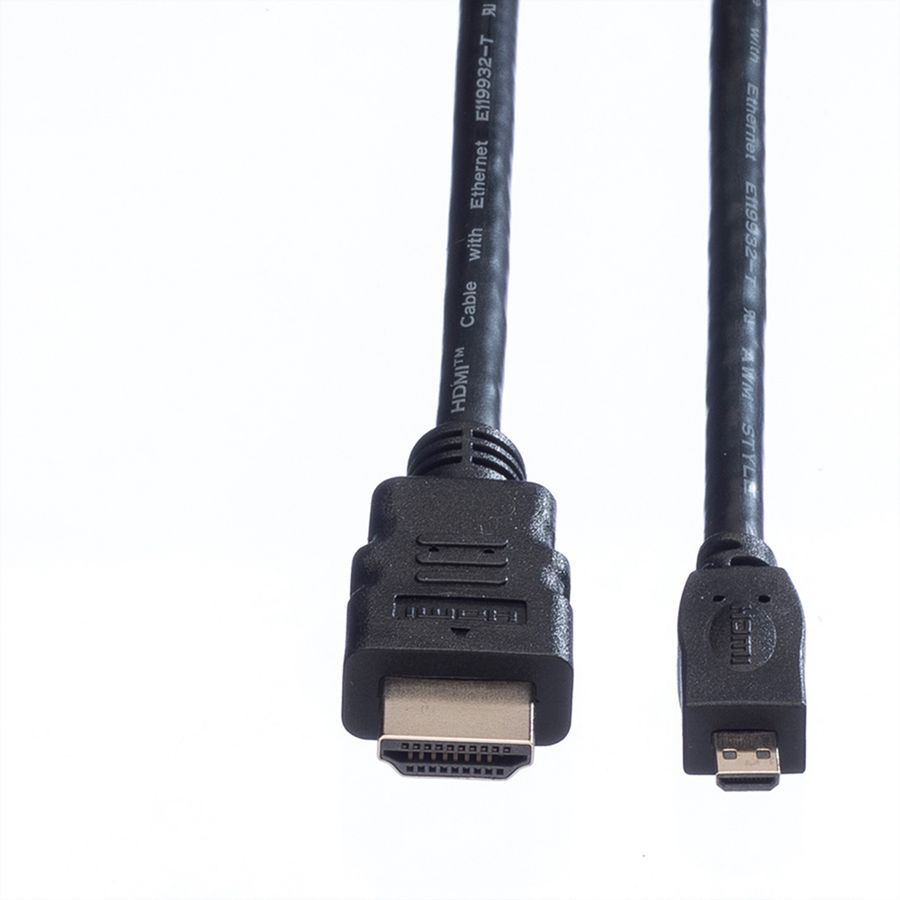 VALUE Câble HDMI High Speed avec Ethernet, HDMI A M - Micro HDMI D M, 2 m