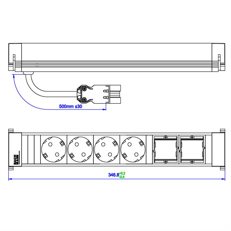 BACHMANN POWER FRAME Large 4x contact de protection 2x ABD