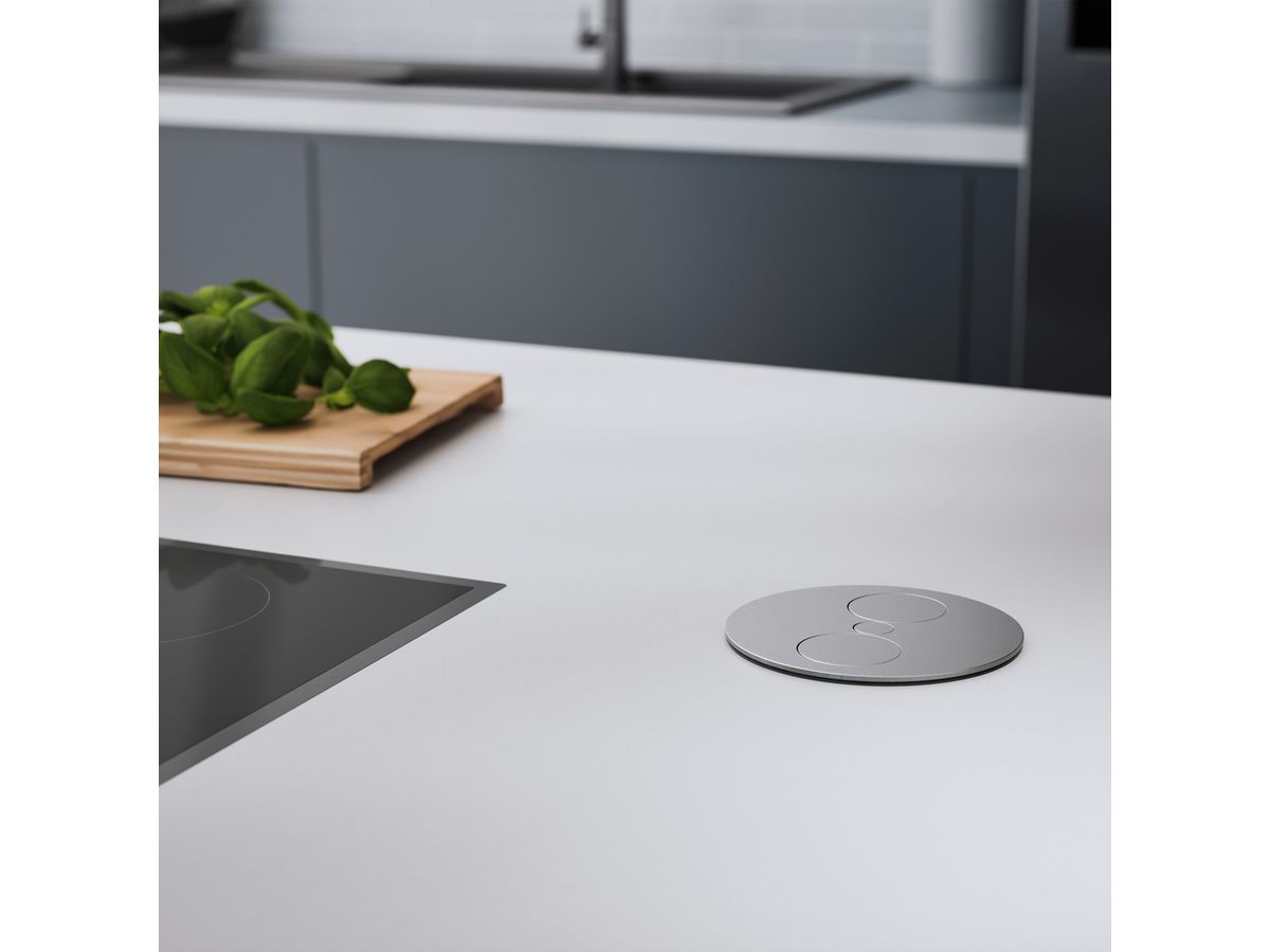 BACHMANN TWIST 1xUTE 1xUSB Charger Chrom matt 0,2m GST18, chrom, 0,2 m