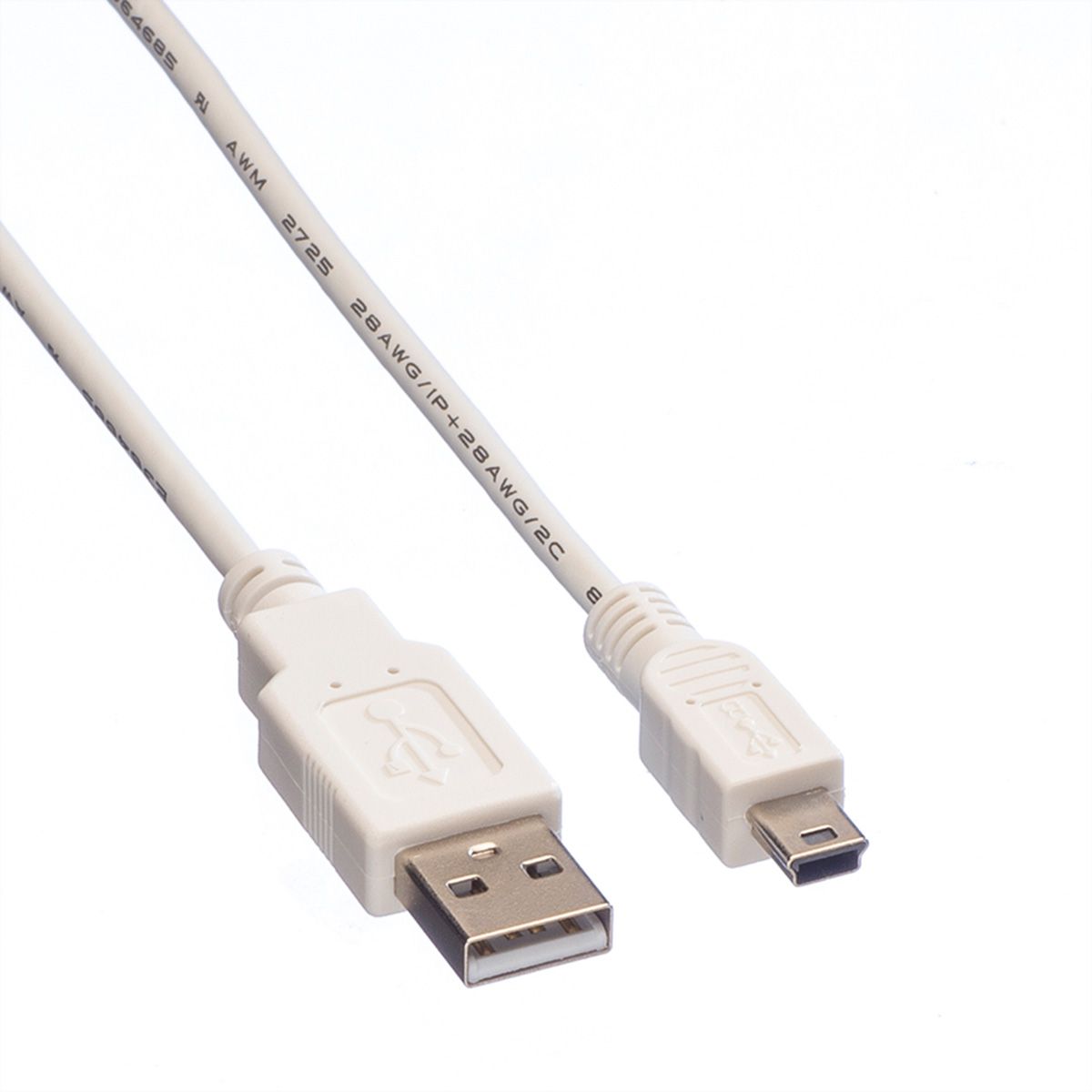 VALUE Câble USB 2.0, type A - mini 5-broches, blanc, 0,8 m
