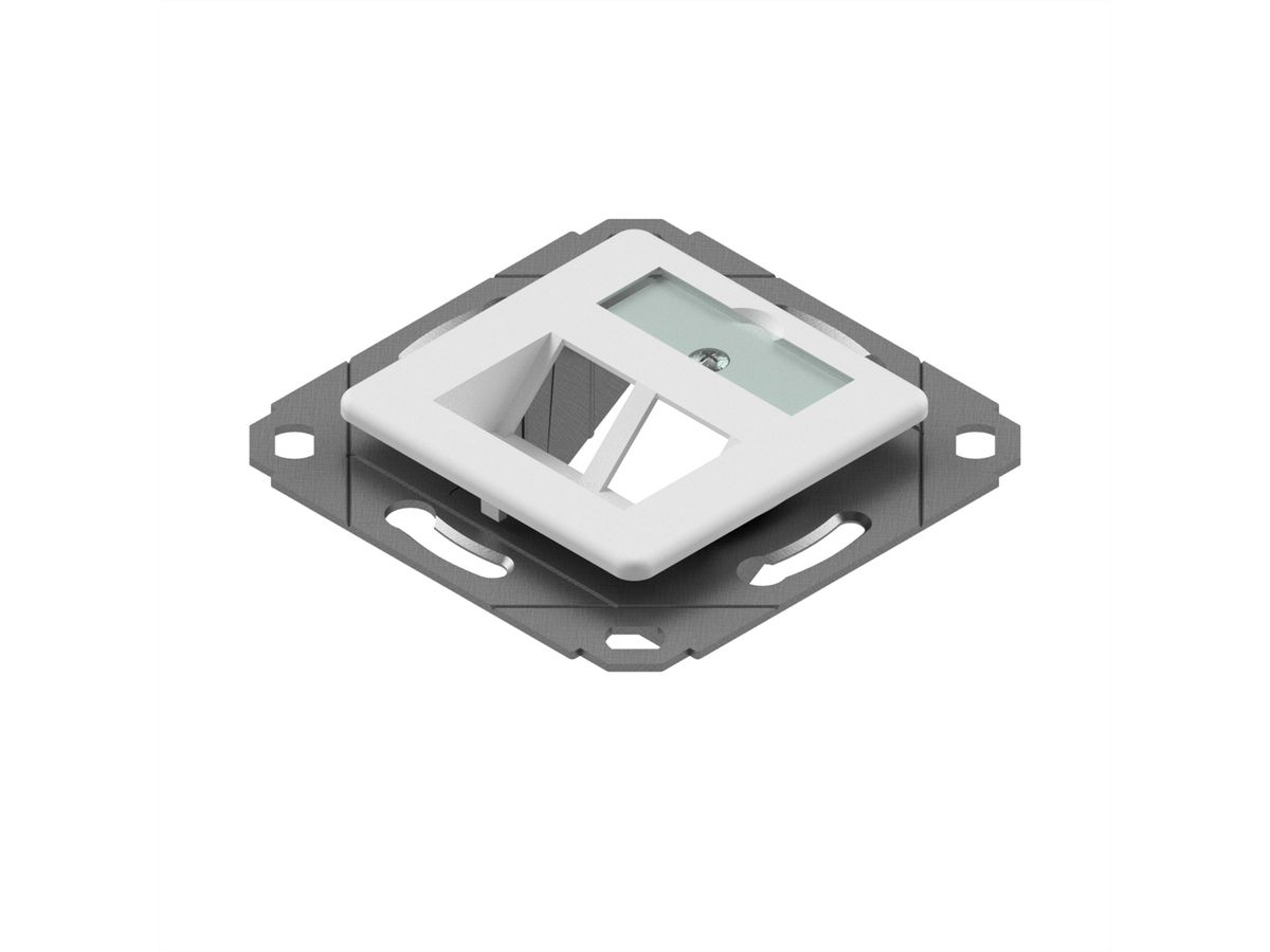 EasyLan preLink / fixLink Plastron pour module, 2 ports, plaque centrale 9x31,8 mm RAL 9010