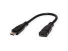 ROLINE Câble USB 3.2 Gen 2 Type C, C-C, M/F, 4K UHD-1, 10Gbit/s, 100W, noir, 0,15 m