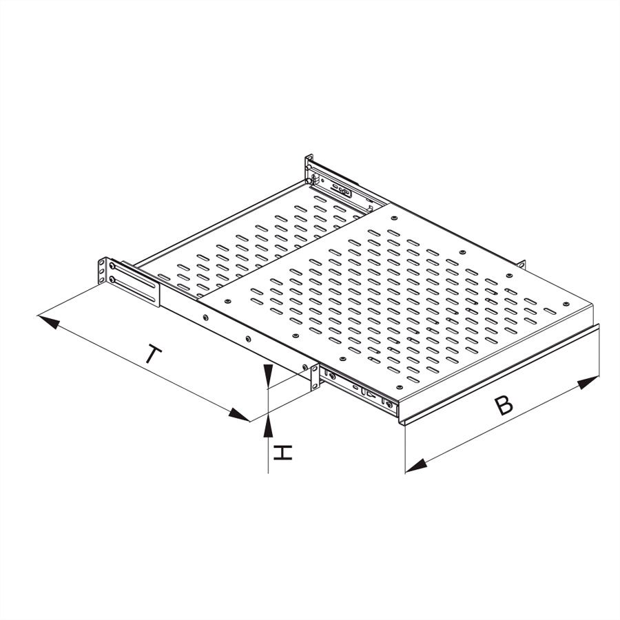 CONTEG 19"-Fachboden ausziehbar, 435 x 505 mm, 80kg