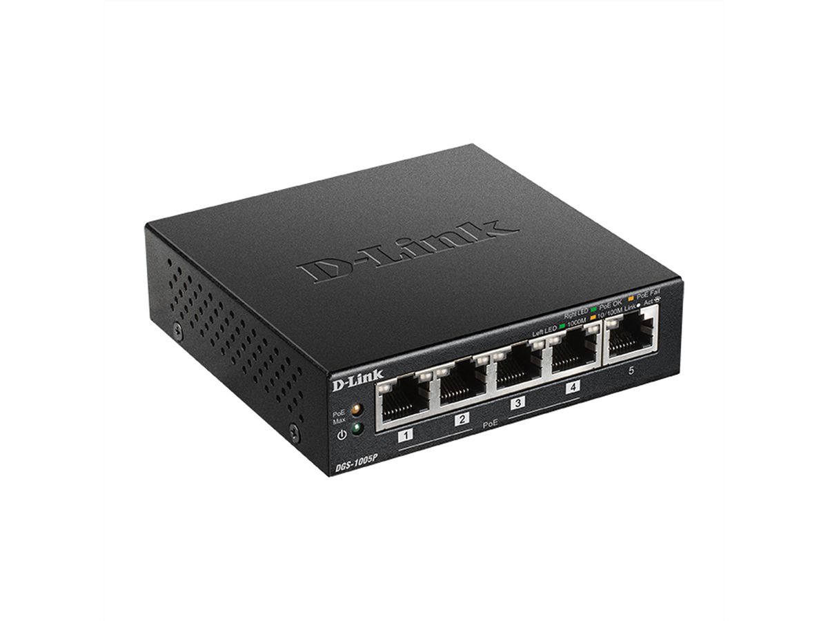 D-Link DGS-1005P/E 5-Port PoE+ Switch Gigabit 4 PoE+ Ports 60W