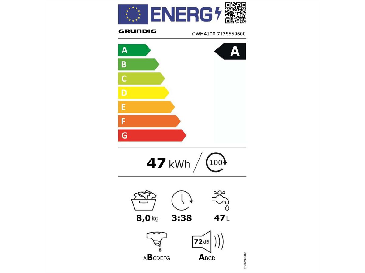 Grundig lave-linge GWM4100, 8kg