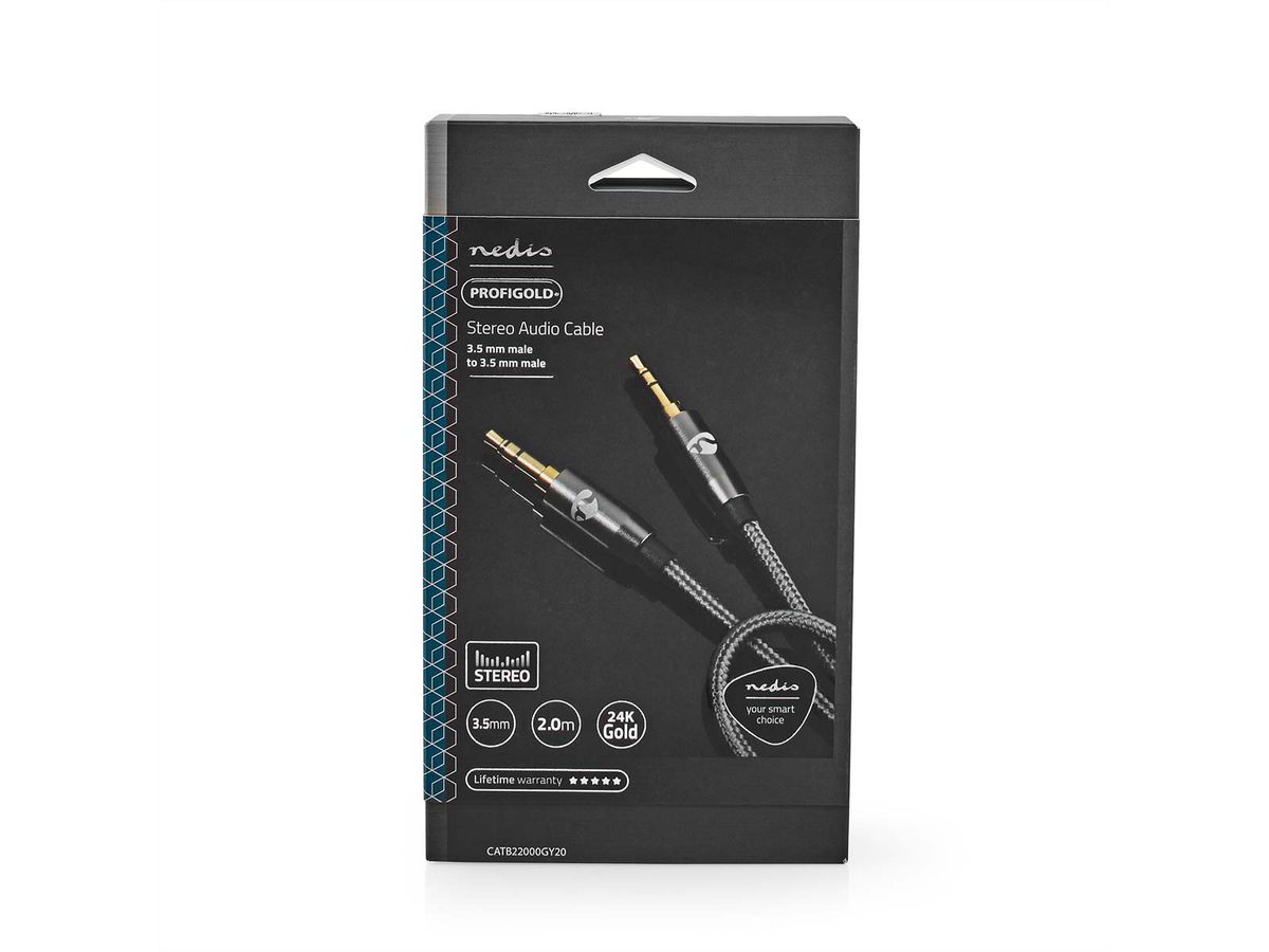 Nedis Câble 3.5mm M / M, gris, 2 m