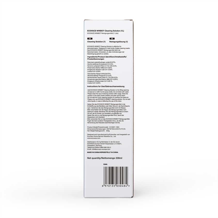 Ecovacs WINBOT Reinigungslösung 230ml, zu Winbots-Serie