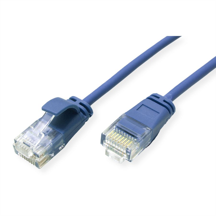 ROLINE Cordon Data Center UTP Cat.6A (Classe EA), LSOH, slim, bleu, 0,5 m