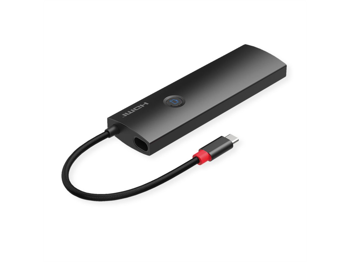 ROLINE USB 3.2 Gen2 Typ C Multiport Dockingstation, HDMI 4K60, USB 3.2 Gen2, USB-C PD, LAN, SD-Card Reader
