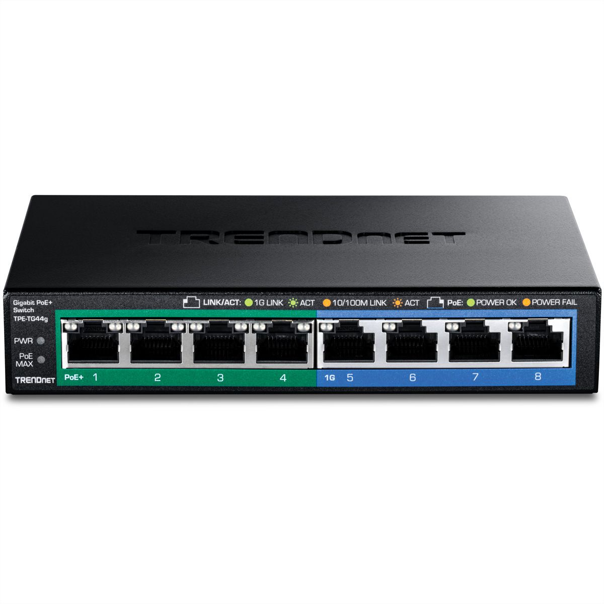 TRENDnet TPE-TG44g Switch Gigabit PoE+ GREENnet à 8 ports, 4 PoE, 4 Non-PoE