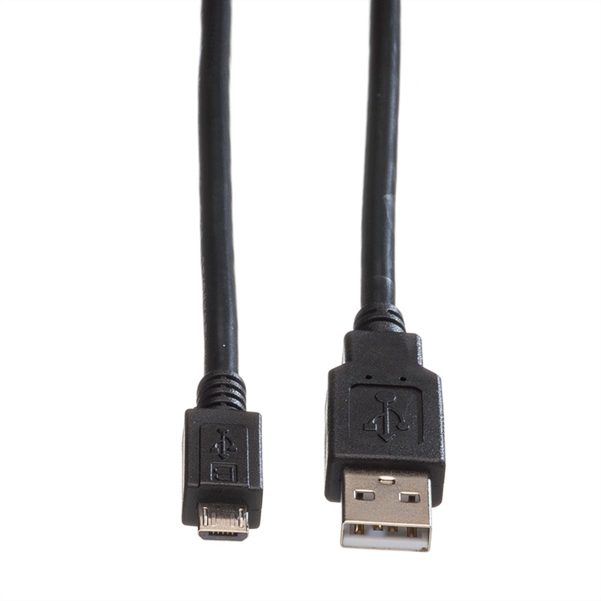 ROLINE Câble USB 2.0, USB A mâle - Micro USB B mâle, noir, 0,8 m