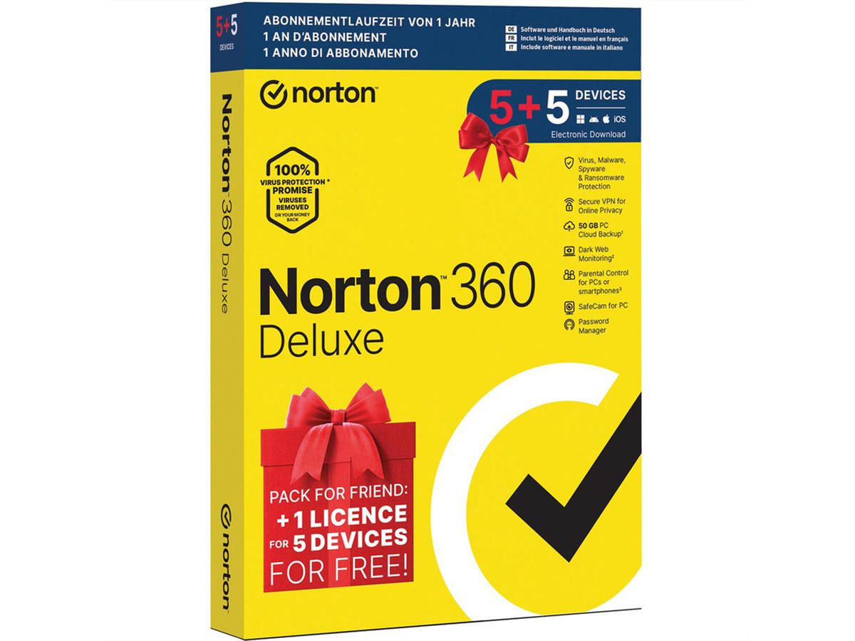 Norton 360 Deluxe 1+1 Bundle, 50GB, 12 Monate