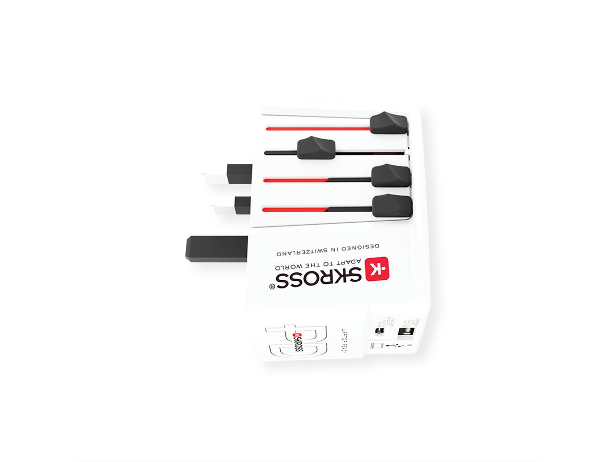 Skross MUV USB A/C 65PD Reiseadapter mit USB-C Kabel, Weltweit