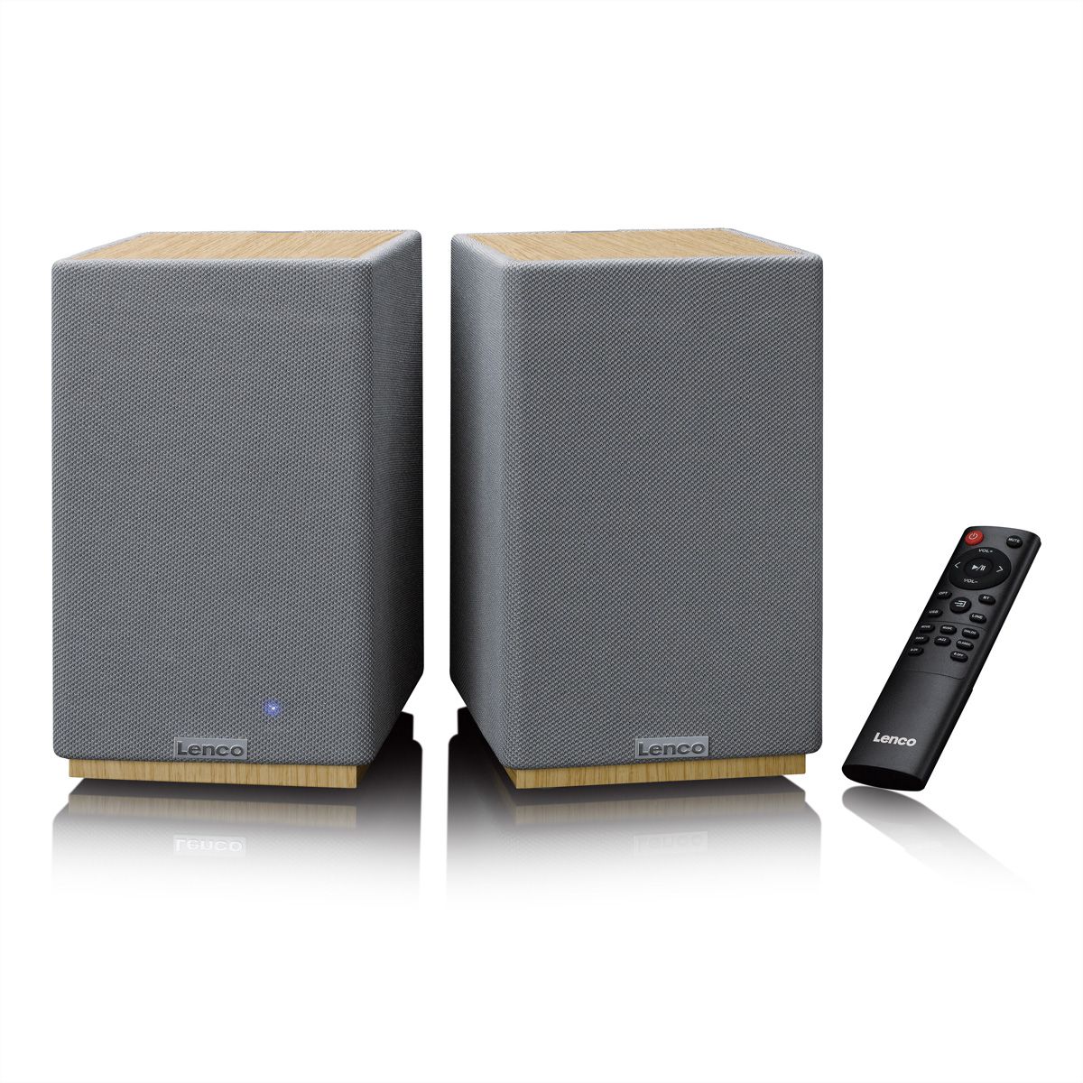 Lenco Aktiv Lautsprecher, 2x40W, Wood,, BT, opt.In, USB, AUX, SUB-Out, IR-FB.
