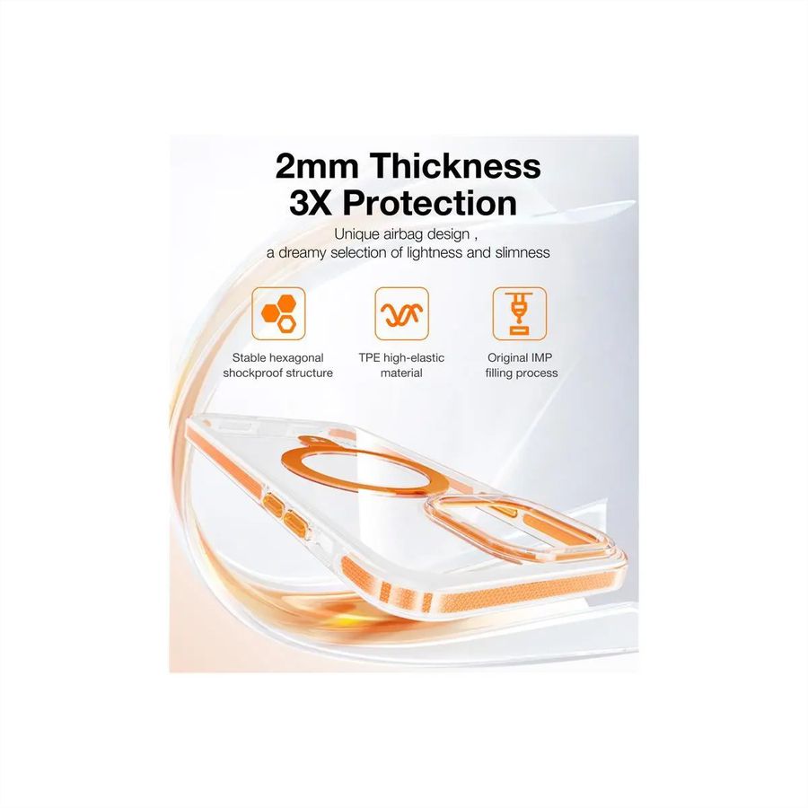 Torras UPRO Ostand Hue Case, iPhone 15 Pro, MagSafe, transparent