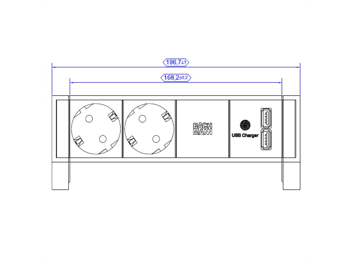 BACHMANN DESK2 2x Schutzkontakt 2x USB A-Charger , GST18 Stecker , weiß, 0,2 m
