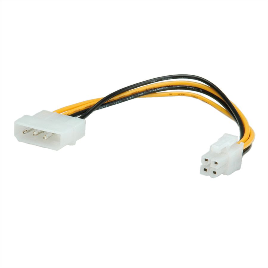 ROLINE Internes Power Kabel, 4pol. HDD / ATX12V-P4 4-polig Power, 0,15 m