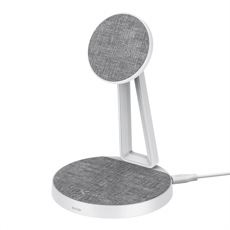 Xlayer Station charge MagFix Pro 2 in 1 15W Grey/White, magnétique 15W