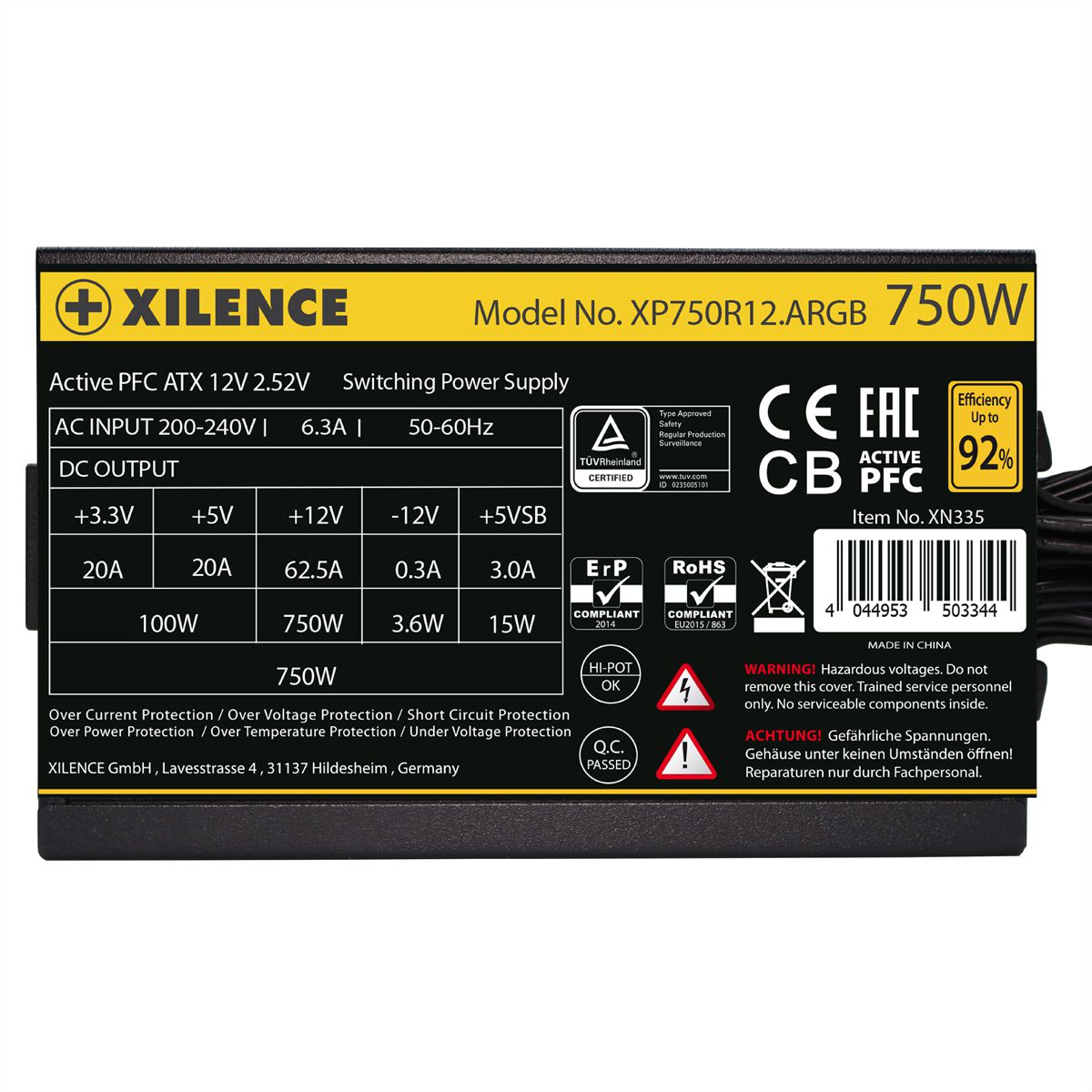 Xilence XP750R12.ARGB 750W Alimentation PC, Meet 80+ Gold, Gaming, ATX, ARGB