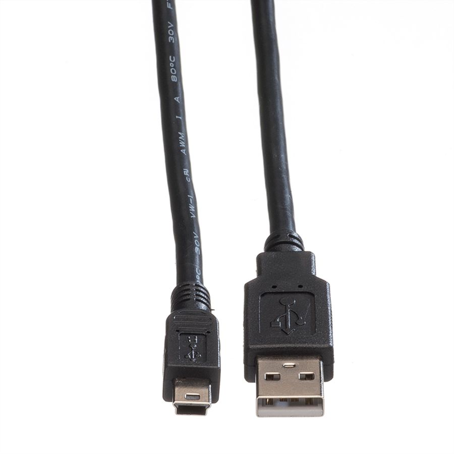 ROLINE Câble USB 2.0, type A - mini 5- broches, noir, 1,8 m