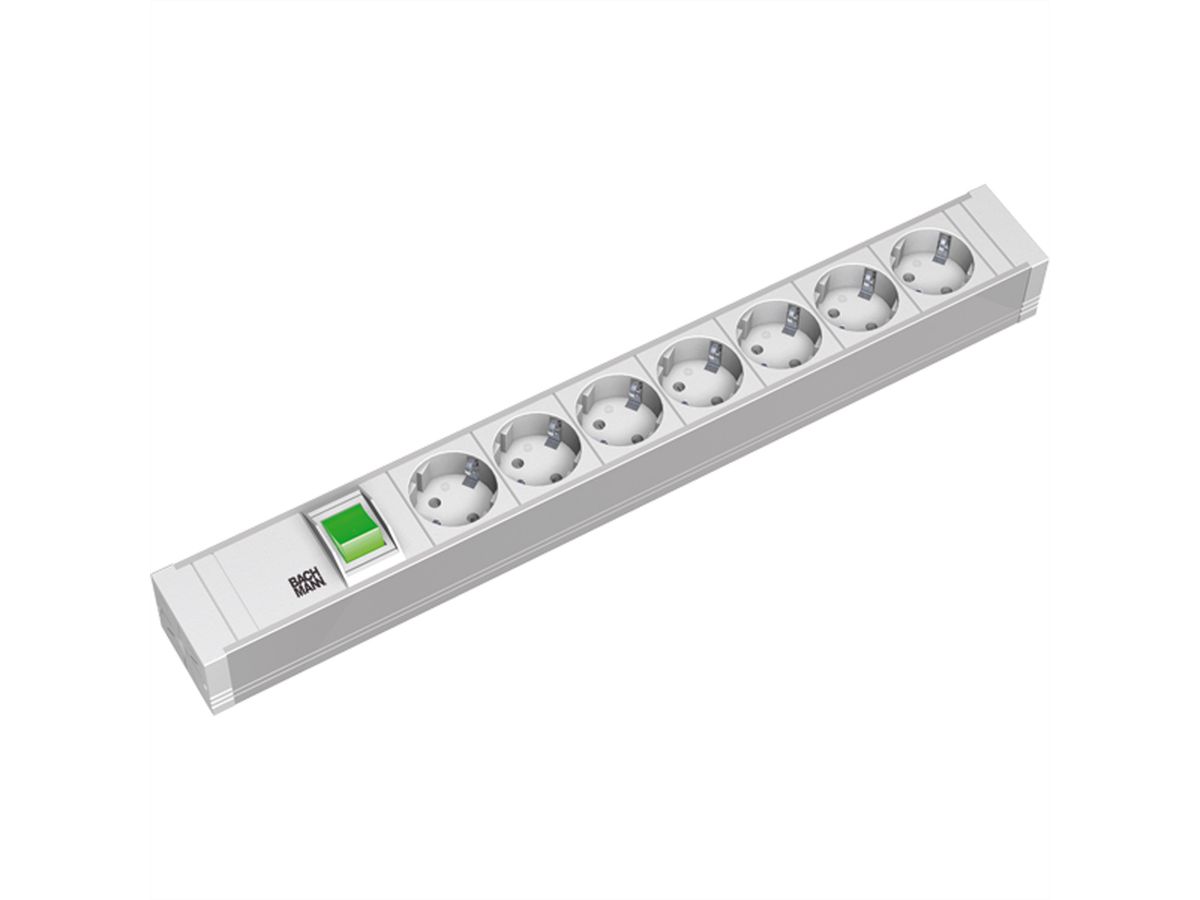 BACHMANN 19" PVC 7xCEE7/3 1xcommutateur courant 2,0m CEE7/7