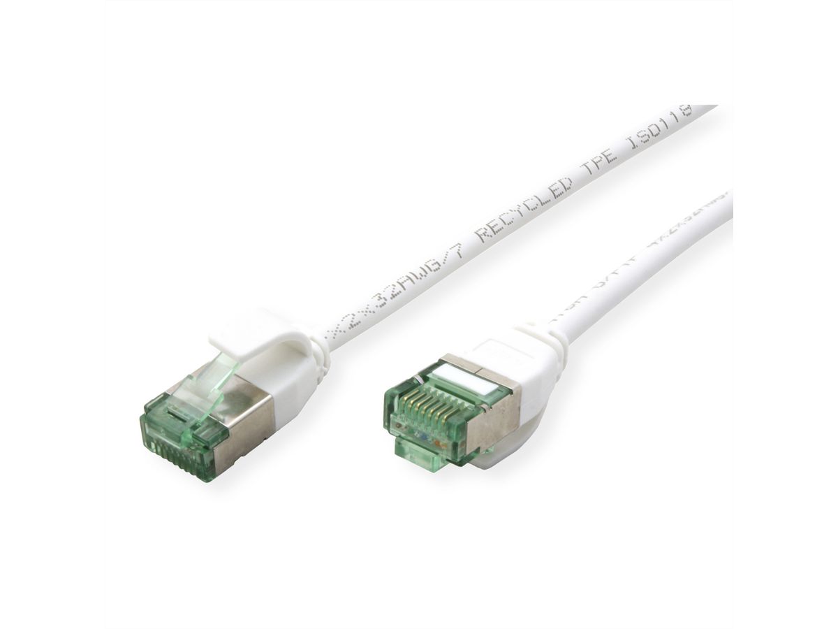 ROLINE RM Cordon DataCenter U/FTP Cat.6A (Classe EA), slim, blanc, 0,5 m