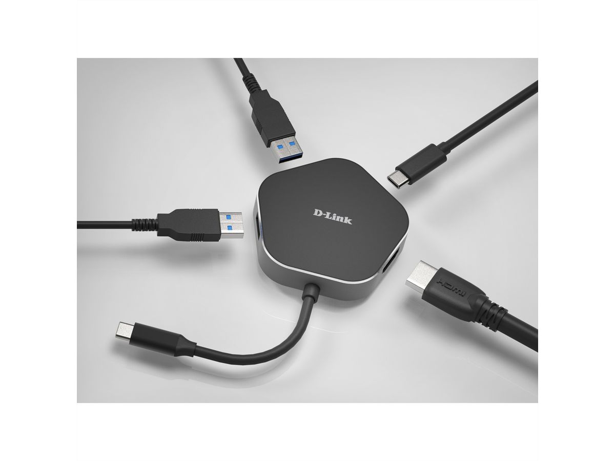 D-Link DUB-M420 USB-C 4-Port USB 3.0 Hub mit HDMI und USB-C Ladeanschluss