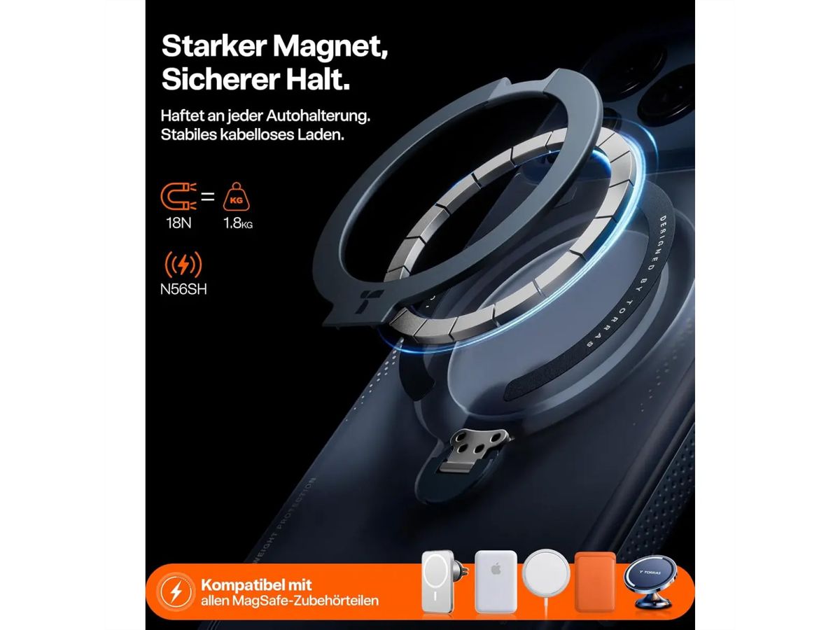 Torras Ostand Q3 Air Schutzhülle, iPhone 17 Pro, MagSafe, blau