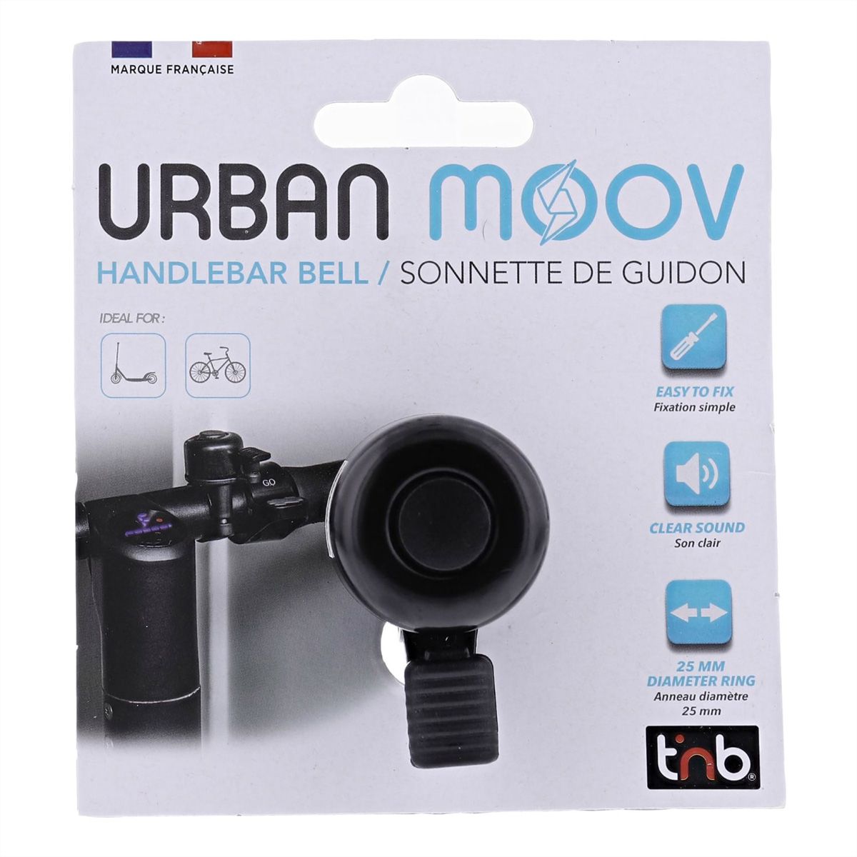 T'nB Urban Moov Sonnette pour vélo/trottinette, Noir