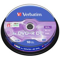 Verbatim DVD+R Spindle DL 8.5GB 8x 10 Pk